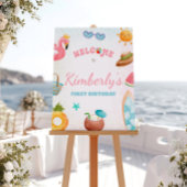 Panneau d'anniversaire de plage, Affiche de bienve