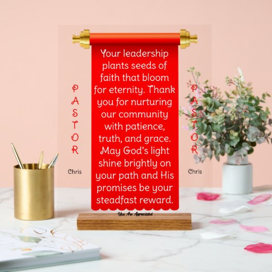 Panneau d'appréciation du pasteur de bannière roug (Mariage)