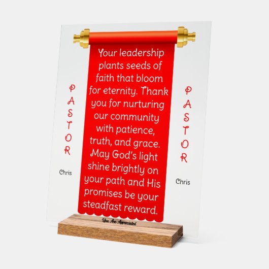 Panneau d'appréciation du pasteur de bannière roug (Angle)