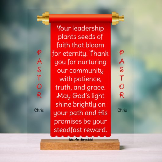 Panneau d'appréciation du pasteur de bannière roug (Neutre)