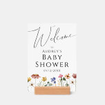 Panneau de Baby shower de bienvenue du Fleur sauva<br><div class="desc">Ce porte-baby shower coloré fleur sauvage d'accueil est parfait pour votre baby shower d'été simple et fantaisiste en arc-en-ciel boho. Les fleurs aux couleurs rose, jaune, orange et or, qui donnent à ce produit l'impression d'un élégant jardin vintage minimaliste de printemps hippie. Le design moderne est artistique et délicat, représentant...</div>