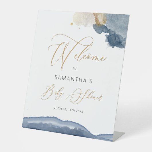 Panneau de Baby shower de bienvenue pour Garçon bl (Recto)