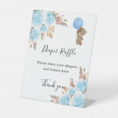 Panneau de baby shower de tombola à fleurs bleues  (Recto)