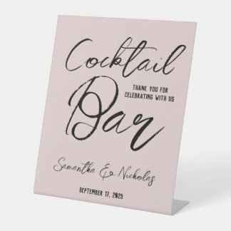 Panneau de bar à cocktails de mariage rose poussié