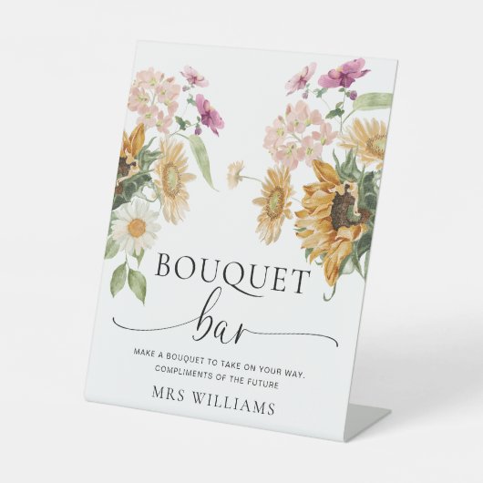 Panneau de bar de bouquet floral de tournesol d'au (Recto)