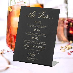Panneau de bar de cocktail de mariage moderne or e