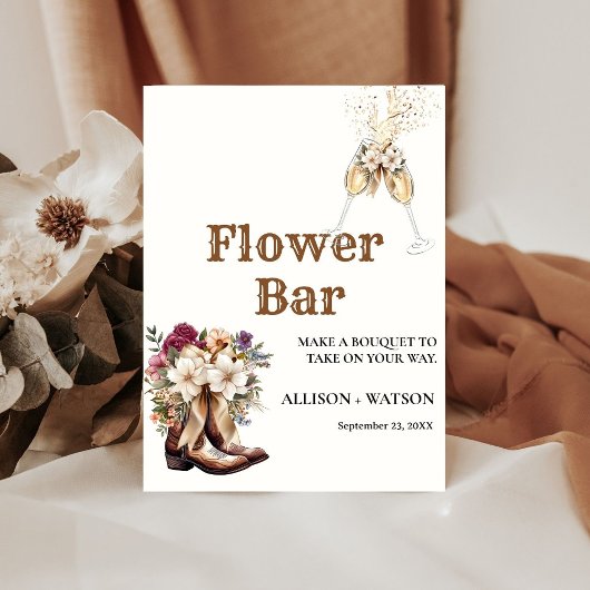 Panneau de bar de fleurs de mariage Boots and Bubb