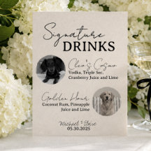 Panneau de bar de mariage à deux chiens pour boiss