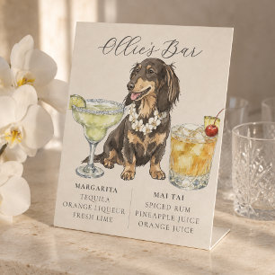 Panneau de bar de mariage hawaïen pour teckel trop