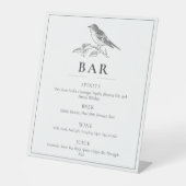 Panneau de bar de mariage noir et blanc oiseau vin (Recto)