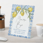 Panneau de bar Mimosa en carrelage bleu méditerran (In SItu)