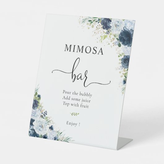 Panneau de bar Mimosa Floral Navy Bleu (Recto)