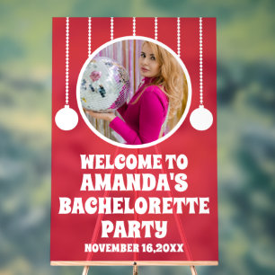 Panneau de bienvenue à une fête de Bachelorette en