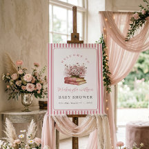 Panneau de bienvenue Baby Shower Livres Floraux Vi