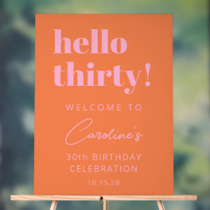 Panneau de bienvenue d'anniversaire moderne rose o