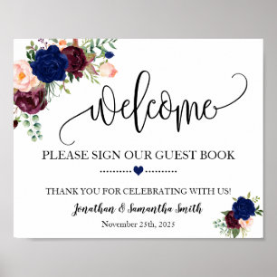 Panneau de bienvenue dans notre livre d'or mariage