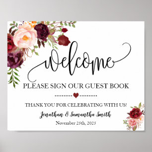 Panneau de bienvenue dans notre livre d'or mariage