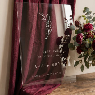 Panneau de bienvenue de mariage à branche d'olive