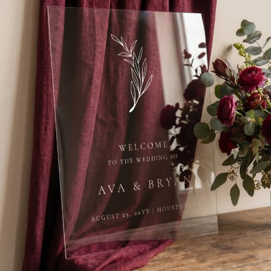 Panneau de bienvenue de mariage à branche d'olive