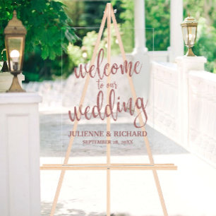Panneau de bienvenue de mariage à calligraphie en 