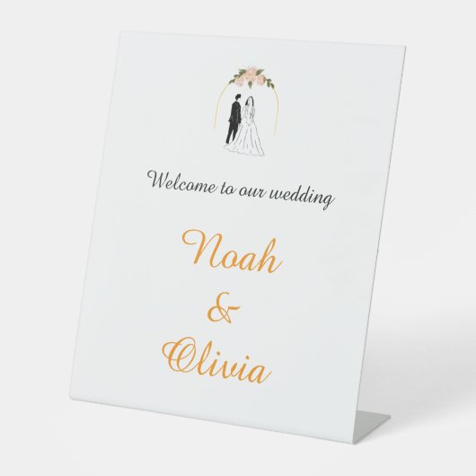 Panneau de bienvenue de mariage à écriture minimal (Recto)