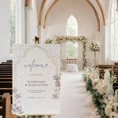 Panneau de bienvenue de mariage à l'arche arabesqu