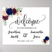 Panneau de bienvenue de mariage affiche florale ma (Devant)