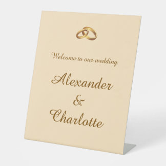 Panneau de bienvenue de mariage au monogramme doré