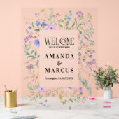 Panneau de bienvenue de mariage avec des fleurs sa (Mariage)
