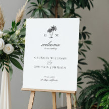 Panneau de bienvenue de mariage avec monogramme et