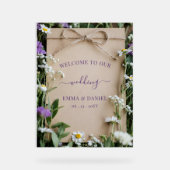 Panneau de bienvenue de mariage botanique de fleur (Recto)