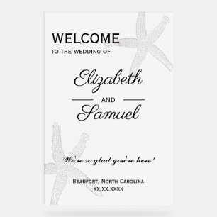 Panneau de bienvenue de mariage côtier en acryliqu