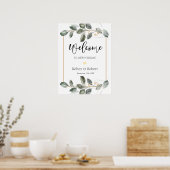 Panneau de bienvenue de mariage de verdure Affiche (Cuisine)