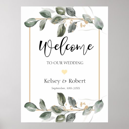 Panneau de bienvenue de mariage de verdure Affiche (Devant)