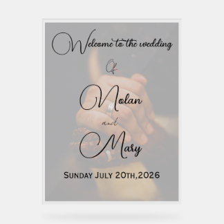 Panneau de bienvenue de mariage en acrylique photo