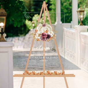 Panneau de bienvenue de mariage floral d'automne c