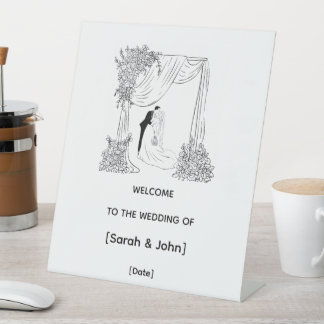 Panneau de bienvenue de mariage floral élégant