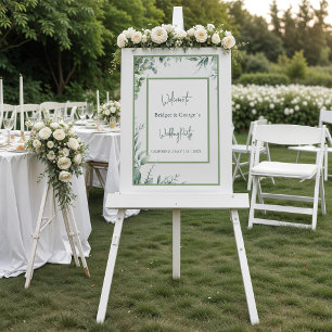 panneau de bienvenue de mariage floral eucalyptus
