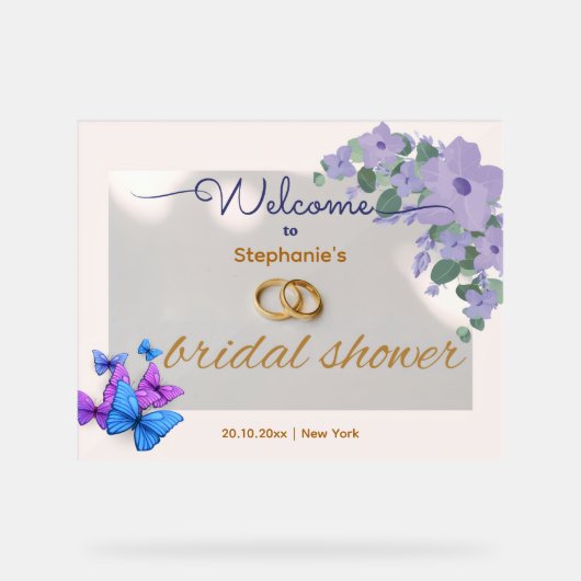 panneau de bienvenue de mariage floral violet roma (Recto)