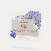 panneau de bienvenue de mariage floral violet roma (Angle)