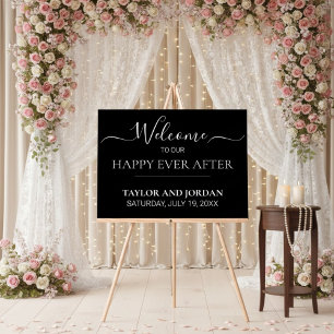 Panneau de bienvenue de mariage noir minimaliste m