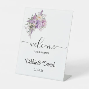 Panneau de bienvenue de mariage sur piédestal