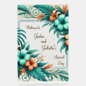 Panneau de bienvenue de mariage Tropical Iridescen (Recto)