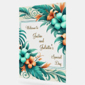 Panneau de bienvenue de mariage Tropical Iridescen (Angle)