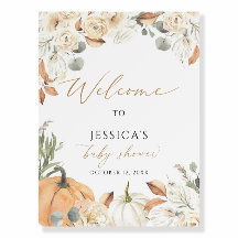 Panneau de bienvenue du baby shower d'automne, pet