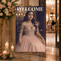 Panneau de bienvenue élégant en or rose pour Quinc