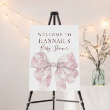 Panneau de bienvenue élégant rose toile noeud papi