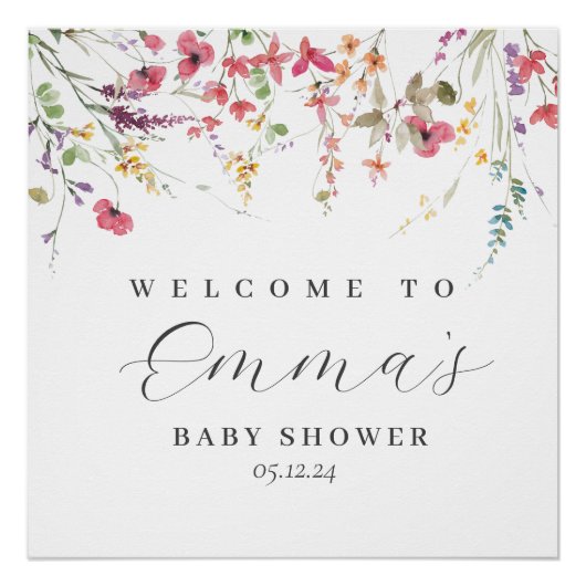 Panneau de bienvenue fleur sauvage, affiche fleur  (Devant)