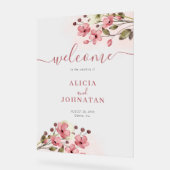 Panneau de bienvenue mariage à l'aquarelle rose vi (Angle)