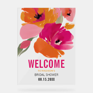 Panneau de bienvenue moderne en acrylique floral p